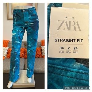 ❣️🆕Zara Shark Print High Rise Straight Leg Jeans❣️